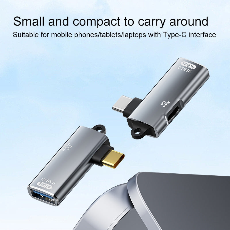 Portable Charging USB-A Female Adapter to USB-C Male OTG Adapter (Simultaneous OTG & 100W Charging)
