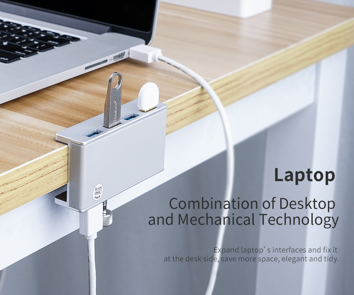 Aluminum Alloy Clip-On USB Hub for for Monitor or Desk - OnlyKey