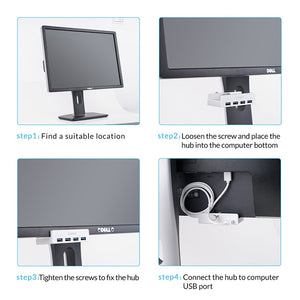 Aluminum Alloy Clip-On USB Hub for for Monitor or Desk - OnlyKey